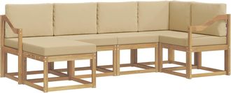 vidaXL Conjunto De Sof&aacute;s De Exterior 6 Uds. Y Beige Poli&eacute;ster Vidaxl