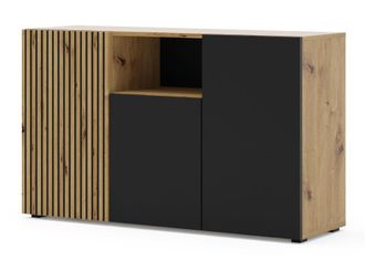 AKL FURNITURE C&oacute;moda efecto madera Crema y Negro