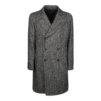 Tagliatore Double-Breasted Coats, male, Black, Size: XL Double-breasted coat with