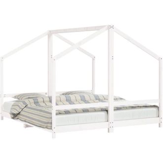 vidaXL Kids Bed Frame White 2x(90x200) cm Solid Wood Pine Vidaxl