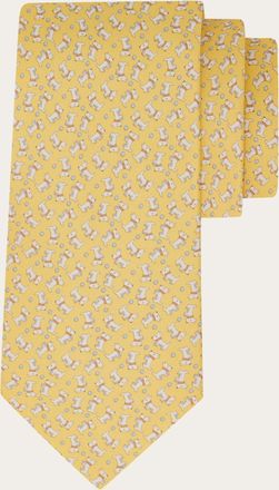 Ferragamo Men Charlie print silk tie Yellow