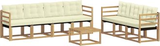 vidaXL Conjunto De Sof&aacute;s De Exterior 8 Uds. Blanco Y Crema Vidaxl