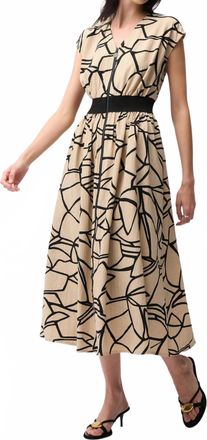 Joseph Ribkoff Mosaic Midi Dress In Beige Black