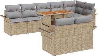 vidaXL Vidaxl - Garden Sofa Set 9 pcs Beige and light grey 100 x 55 x 73 cm