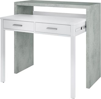 HOGAR 24 Consola escritorio blanco artik y gris cemento