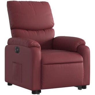 vidaXL Vidaxl - Sill&oacute;n Elevable El&eacute;ctrico Cuero Artificial Rojo Tinto
