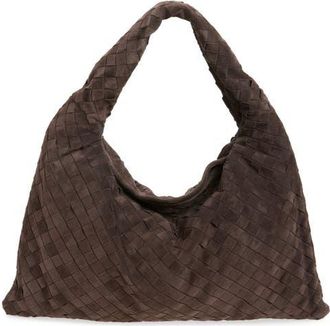 Bottega Veneta Large Hop Intrecciato Suede Hobo Bag in 2190 Fondant-M Brass at Nordstrom