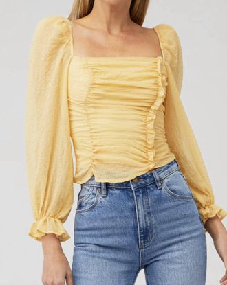 Astr Tonina Sheer Long Sleeve Top In Dandelion