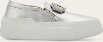 Ferragamo Women New Vara plate slip on Silver Size 10.5