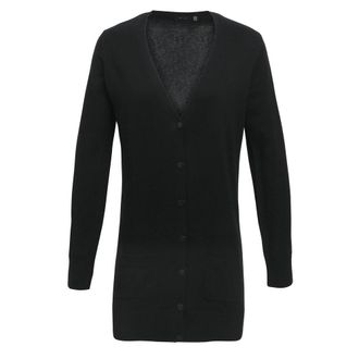 Premier Dames/Dames Longline V Hals Vest (Zwart)