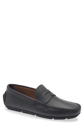 Bruno Magli Tommy Perforated Driving Loafer in Black Tumbled at Nordstrom, Size 9.5