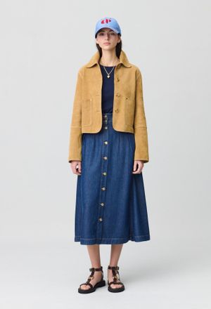 Claudie Pierlot Jupe denim longue &agrave; boutons