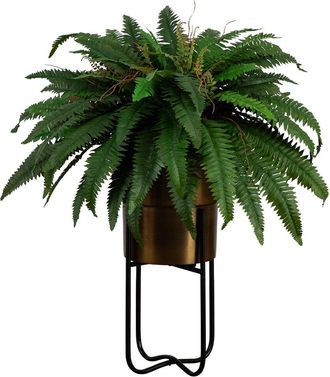 Nearly Natural 35In Artificial Boston Fern In Brass Metal Planter With Stand