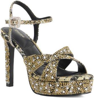 Dune London Mayve Ankle Strap Platform Sandal in Gold/Black at Nordstrom, Size 11Us