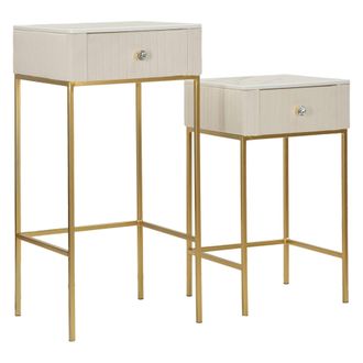 Dmora Mesa De Centro Dava, 2 Cajones, Forma Cuadrada, Tablero Color Blanco, 45x45x90h Cm Blanco Crema