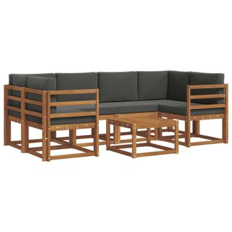 vidaXL Conjunto De Sof&aacute;s De Exterior 7 Pcs Natural Y Antracita Vidaxl