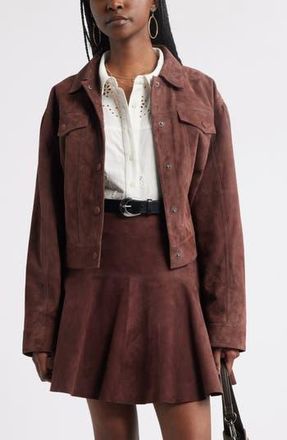 Treasure & Bond Suede Trucker Jacket in Brown Malicacia at Nordstrom Rack, Size Xx-Small