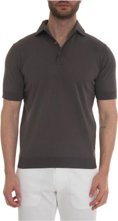 Hindustrie Katoenen poloshirt met stretch onderkant - Heren - Polos - Grijs - L - Katoen - Tops