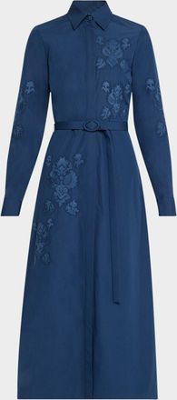 Lafayette 148 New York Embroidered Cotton Midi Shirtdress