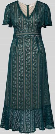 Apricot Midikleid in semitransparentem Design in Gruen, Gr&ouml;&szlig;e L