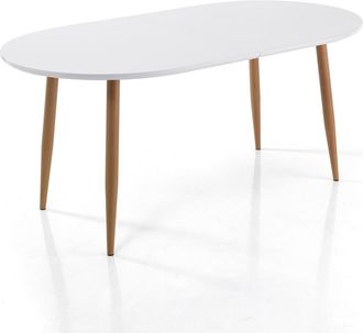 Oresteluchetta Oresteluchetta - Mesa Extensible Efecto Madera Lacada En Blanco, Al.75 X P.90 X L.160 Cm