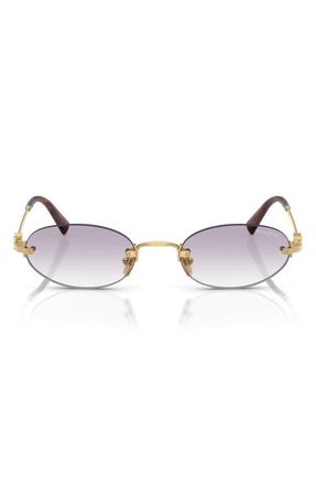 Miu Miu 51mm Oval Rimless Sunglasses in Gold/clear/dark Grey at Nordstrom
