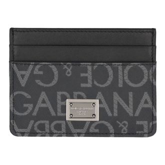 Dolce & Gabbana Wallets & Cardholders, male, Black, Size: ONE SIZE Logo Detail Leather Card Holder