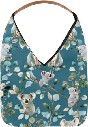 Generic Koalas Eucalyptus Leaves Reusable Lightweight Grocery Bags - Foldable Into Compact Pouch, Washable & Sturdy, Multipurpose for Shopping and Travel