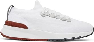 Brunello Cucinelli Knit Runners - Heren - Sneakers - Wit - 46 EU - Katoen - Schoenen