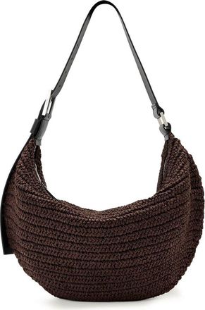 AllSaints Luna Woven Straw Shoulder Bag in Cognac Brown at Nordstrom