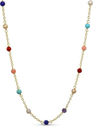 Jewelmak 14K Multi Gemstone & Pearl Necklace