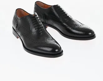 Santoni Leather Derby Brogue Shoes with Leather Sole size 46,5