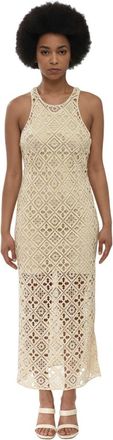 Off-white Beige Round Neck Maxi Dress