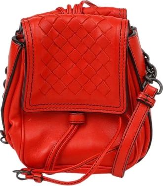 Bottega Veneta Pre-owned Mini Bags, female, Red, Size: ONE SIZE Pre-owned Intrecciato Double Flap Crossbody Bag