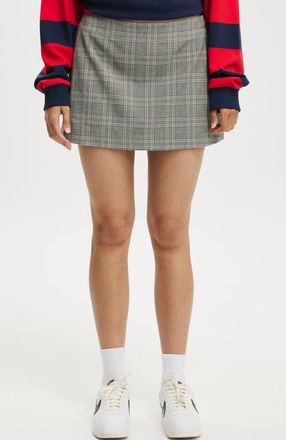 Cotton On Womens Harper Suiting Mini Skirt in Grey Check at Nordstrom, Size 12