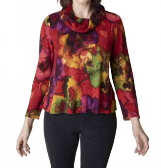 Habitat Abstract Floral Easy Cowl Top In Apple