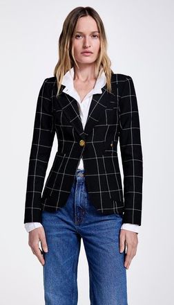 Smythe Patch Pocket Duchess Blazer in Black Windowpane at Nordstrom, Size 16
