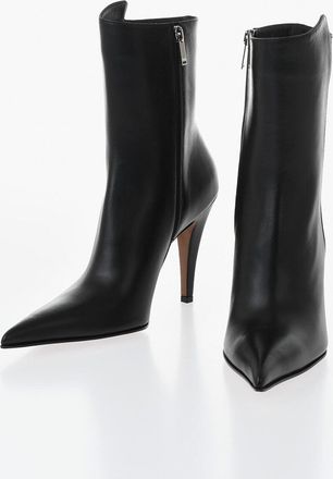 Alexander McQueen Stivaletti AUSTRALIAN in Pelle con Zip Laterale e Punta Stretta Tacco 11cm Alexander McQueen