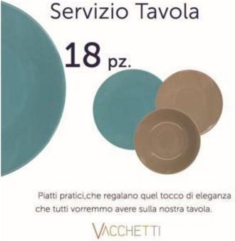 Vacchetti Plato De Servicio 18 Piezas Turquesa-taupe Cm27x27h26