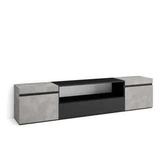 Skraut Home Skraut Home - Mueble Tv, Televisi&oacute;n, Muebles De Sal&oacute;n, Almacenaje, 200x45x35cm, Para Tv Hasta 80, Con Almacenamiento, Estilo Moderno, Gris Cemento