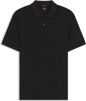BOSS Stripe-trim slim-fit polo shirt in mercerised cotton