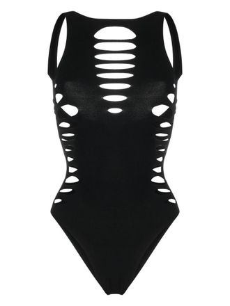 Versace Black Cut Out Swimwear