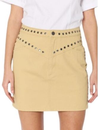 BERENICE Denim Rok met Zilveren Studs - Dames - Korte rokken - Bruin - M - Denim - Rokken