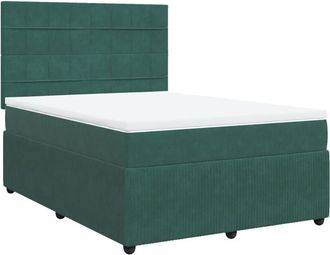 vidaXL Vidaxl - Cama Box Spring Con Colch&oacute;n Terciopelo Verde Oscuro 160x200 Cm