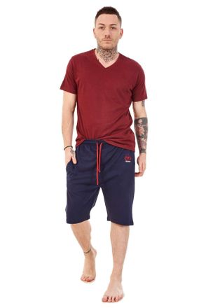 JD Williams Men Jersey Pyjama Set Short V-Neck Cotton Lounge Wear T-Shirt Nightwear M to XXL Burgundy