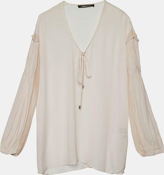 Roberto Cavalli Pink Chiffon Pleated Trim Detail Top
