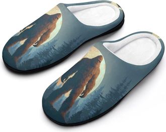 Generic Bigfoot1 Moon Forests Funny Mens Cotton Slippers Soft Non-Slip Rubber Sole House Slipper Indoor Outdoor