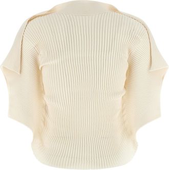 Issey Miyake Ribbed Technical Polyester Blouse - White