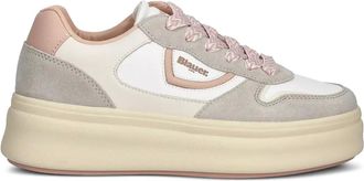Blauer Leren sneakers met plateauzool - Wit