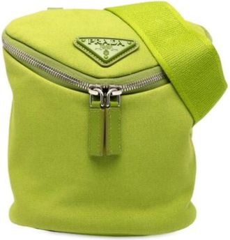 Prada Pre-owned Cross Body Bags, female, Green, Size: ONE SIZE Pre-owned Canvas Cross Body Bag